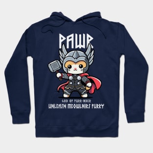 Kawaii Cat in Thor Costume - Almighty Pawr! Hoodie